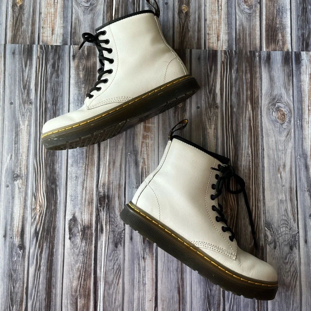 Dr.Martens Kids' Zavala White Combat Lace Up Boot